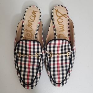 Sam edelman linnie mules plaid blue & red 8.5M